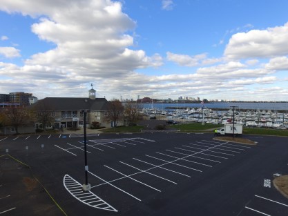 Marina parking lot after new lines