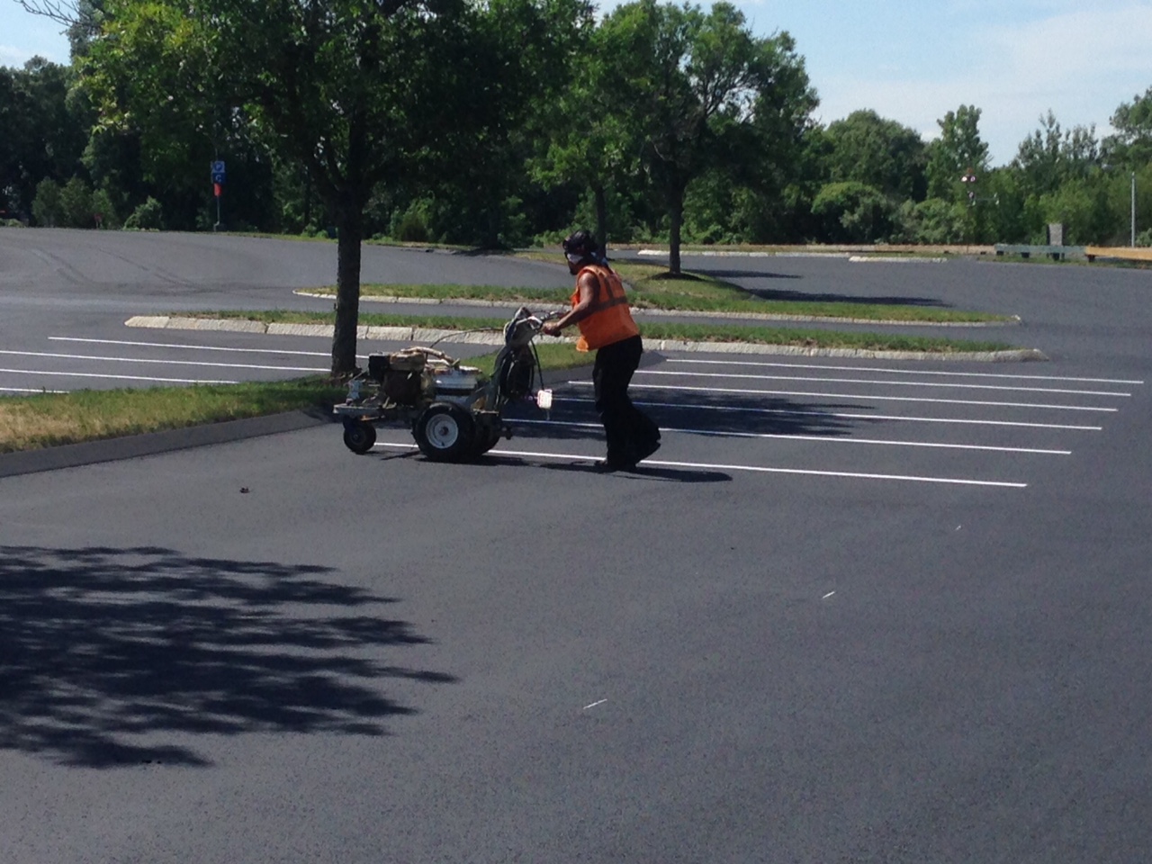 Marina parking lot after new lines